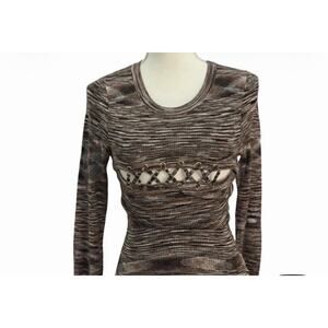 GUESS Brown Long Sleeve Sweater Top In Medium Brand New No Tags